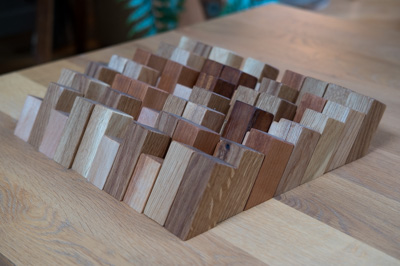 An army of dozens of hooks ready to be installed.