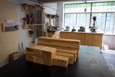 The cedar parts used to build the planters.