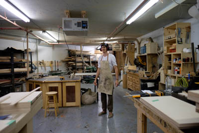I'm standing in the shop posing for Adrien taking the shot.