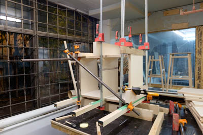 One of the small unit with lots of clamps while the glue cures.