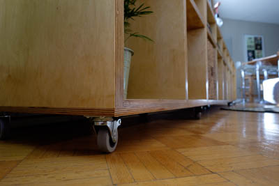 Close up of the casters.