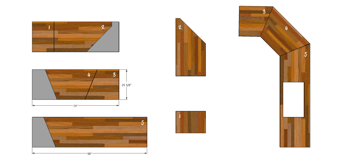 All the parts to be cut.