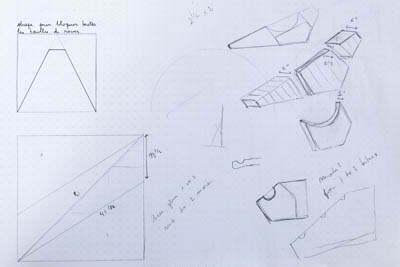 More sketches and ideas jotted on paper.