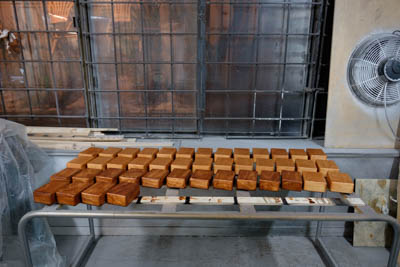 Front view of the blocks getting their oil finish.