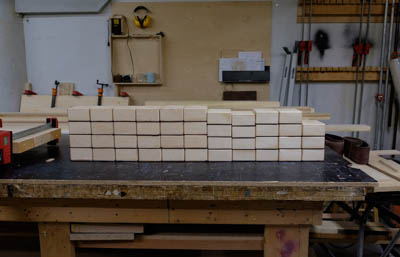 A wall made with dozens of blocks.