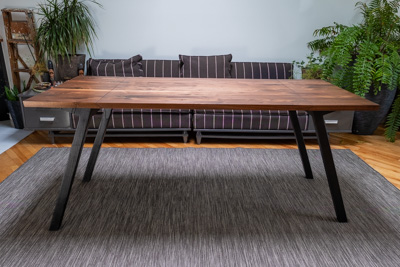 The table in its dining position view from the long edge.
